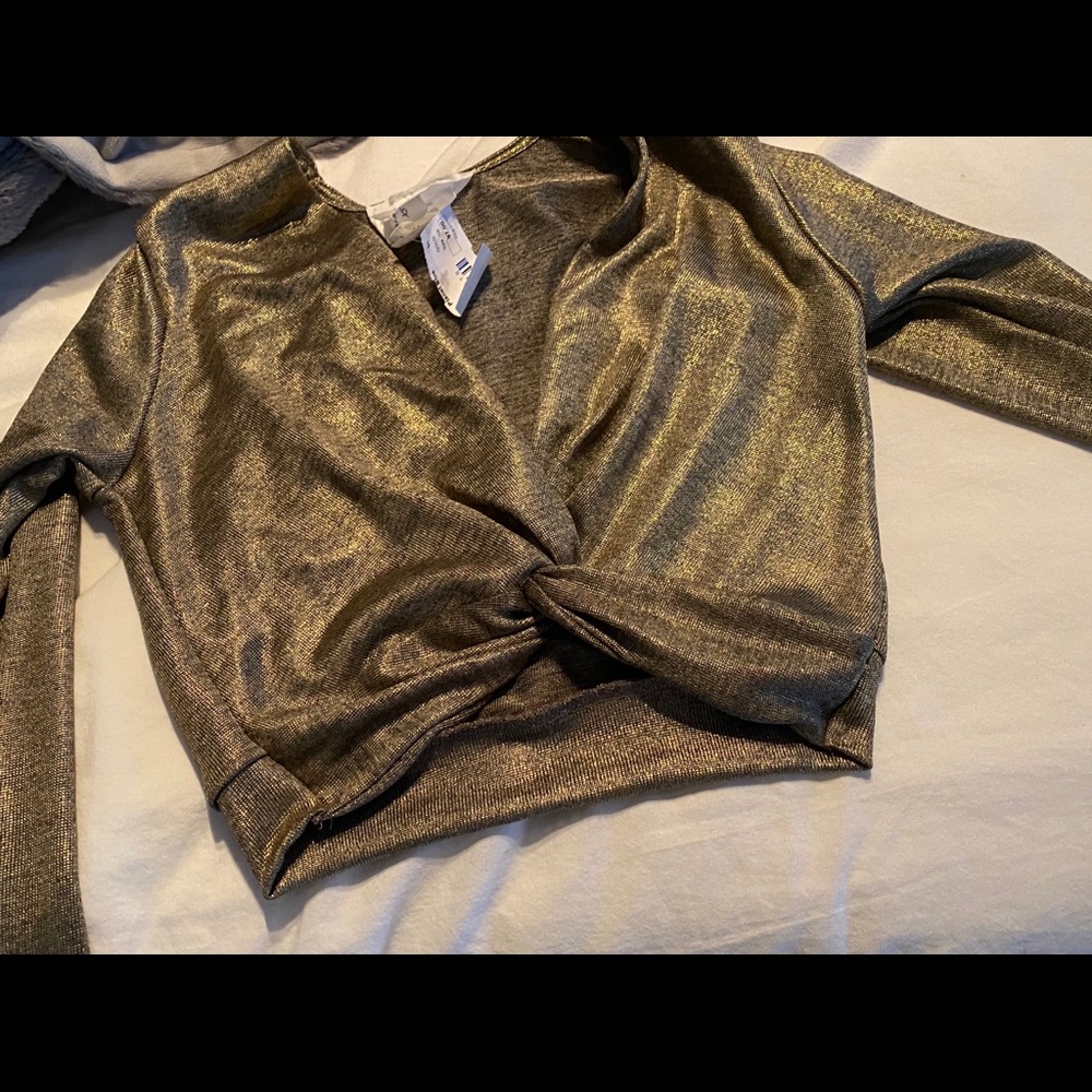 Blue Life Metallic Crop Too